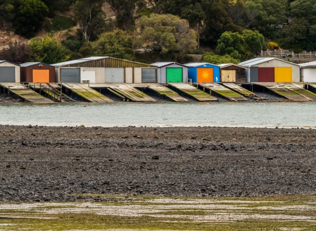 Boat sheds bring colour to the landscape