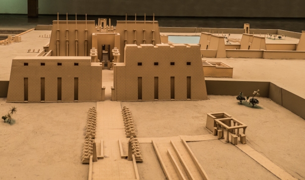 A model of the temple complex in the entrance foyer.